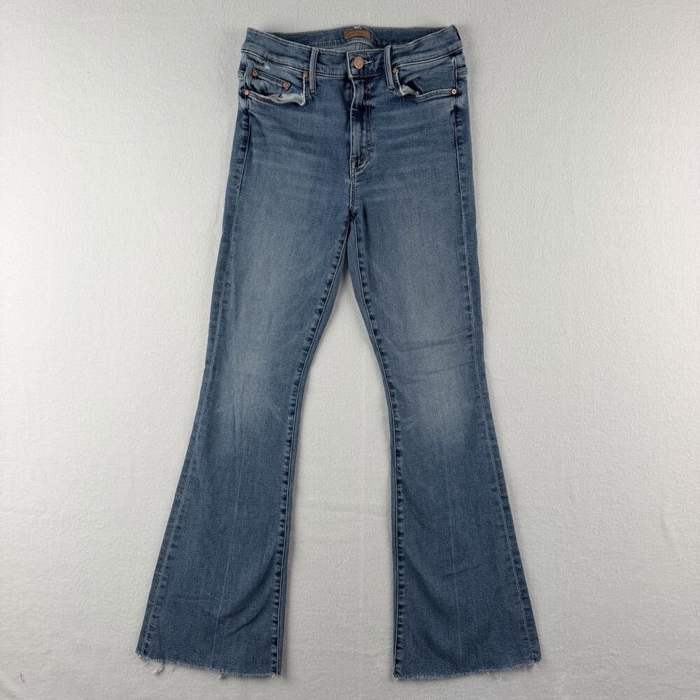 MOTHER Jeans Women's 26 The Weekender Fray Flare Walking on Coals Medium Wash